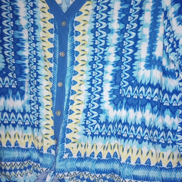 Ruby Rd. Blue and Yellow Patterned Blouse - Picture 4 of 7